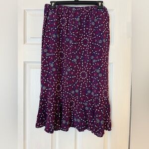 Sag Harbor Midi Flute Ruffle Flare Skirt Elastic Waist Size Small